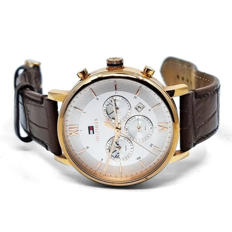 Tommy Hilfiger Evan Chronograph Brown Leather Men's Watch- 1710394